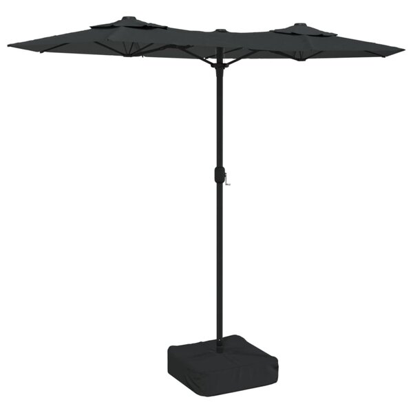 vidaXL Parasol de jardin à double tête avec LED anthracite 316x145 cm