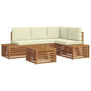 vidaXL Ensemble de canapés d'extérieur avec coussin Naturel et Crème