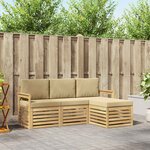 vidaXL Ensemble de canapés d'extérieur 4 Pièces Blanc et Beige
