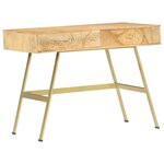 Bureau table poste de travail meuble d'ordinateur informatique étude avec tiroirs 100 x 55 x 75 cm bois solide de manguier brun 02_0023461