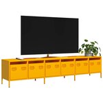 vidaXL Meuble TV jaune moutarde 202x39x43 5 cm acier laminé à froid