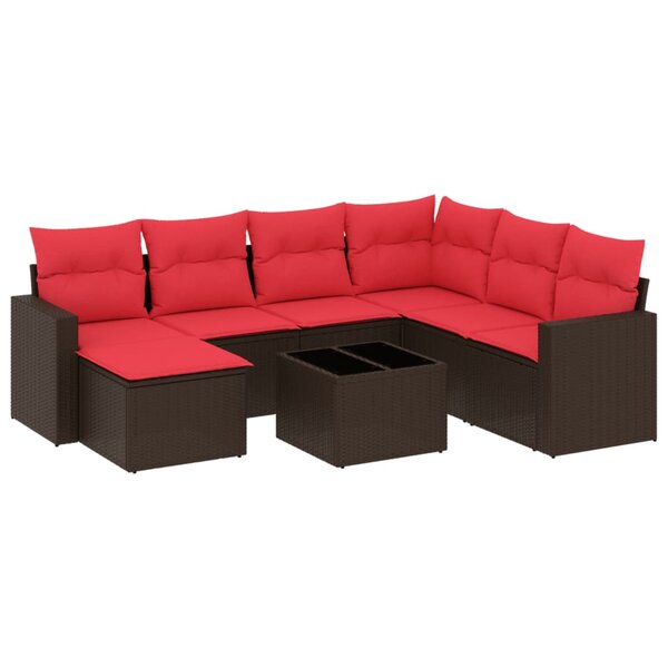vidaXL Salon de jardin 8 Pièces avec coussins marron résine tressée