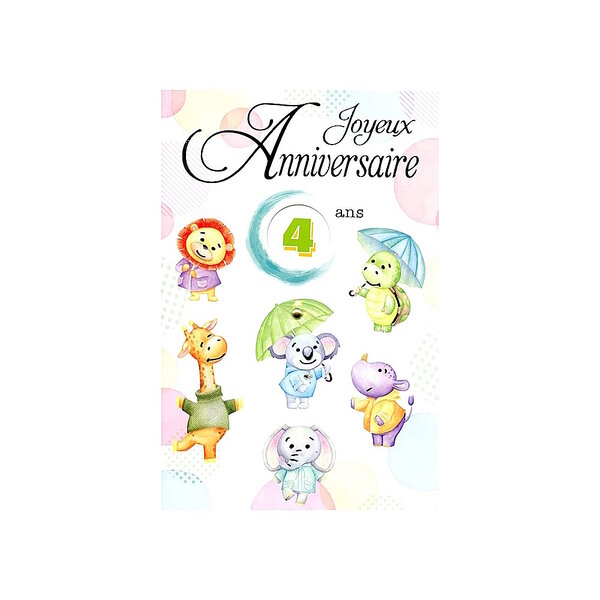 Carte De Voeux Enfant - Anniversaire Age de 1 à 9 ans - Animaux