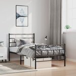 vidaXL Cadre de lit métal sans matelas et pied de lit noir 100x200 cm