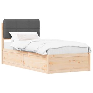 vidaXL Cadre de lit avec tête de lit rembourrée Gris foncé 90 x 200 cm