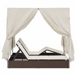vidaXL Transat double avec toit Marron 205 x 129 x 200 cm Rattan PE