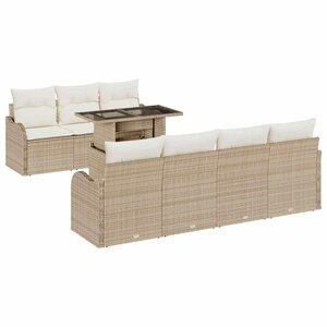 vidaXL Ensemble de canapé de jardin 8 Pièces Beige 100 x 55 x 73 cm