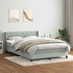vidaXL Sommier à lattes de lit et matelas gris clair 160x210cm velours