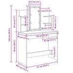 vidaXL Table de Toilette Chêne noir 96 x 39 x 142 cm Bois d'ingénierie