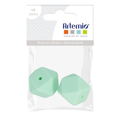 2 perles silicone hexagonales - 17 mm - vert d'eau