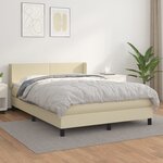 vidaXL Sommier à lattes de lit avec matelas Crème 140x190cm Similicuir