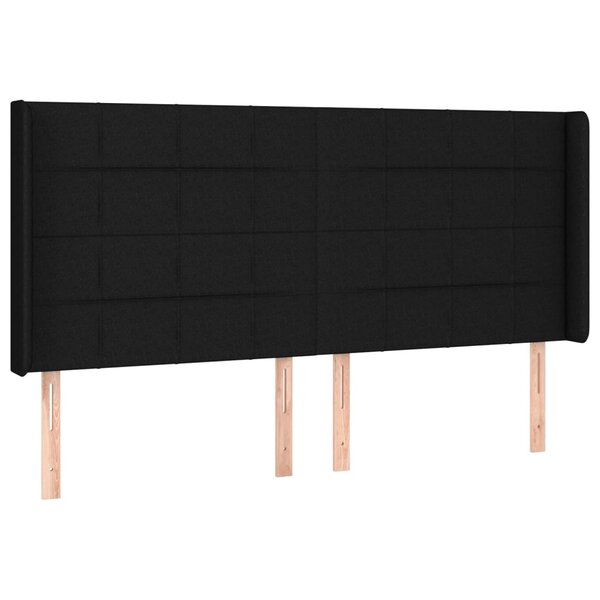 vidaXL Tête de lit avec oreilles Noir 203x16x118/128 cm Tissu