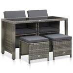 vidaXL Mobilier à dîner de jardin 5Pièces et coussins Résine tressée Gris