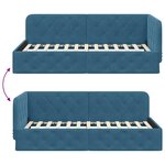vidaXL Cadre de lit d'angle avec tête de lit Bleu 90 x 200 cm Velours
