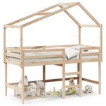vidaXL Lit superposé et échelle et toit 90x200 cm bois de pin massif