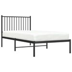 vidaXL Cadre de lit métal sans matelas avec tête de lit noir 90x190 cm