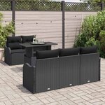 vidaXL Ensemble de canapé de jardin 6 Pièces Noir Poly Rattan