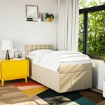 vidaXL Sommier à lattes de lit et matelas Crème 90x190 cm Tissu