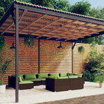 vidaXL Salon de jardin 9 Pièces avec coussins Marron Résine tressée