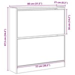 vidaXL Cabinet à chaussures avec étagère Chêne fumé 80 x 21 x 87 5 cm