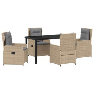 vidaXL Ensemble de salle à manger pour jardin 5 Pièces Beige polyrotin