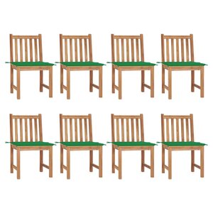 vidaXL Chaises de jardin lot de 8 avec coussins Bois de teck massif