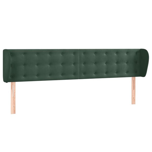 vidaXL Tête de lit avec oreilles Vert foncé 203x23x78/88 cm Velours