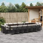 vidaXL Ensemble à manger de jardin 17 Pièces coussins noir résine tressée