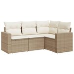 vidaXL Salon de jardin avec coussins 4 Pièces beige résine tressée