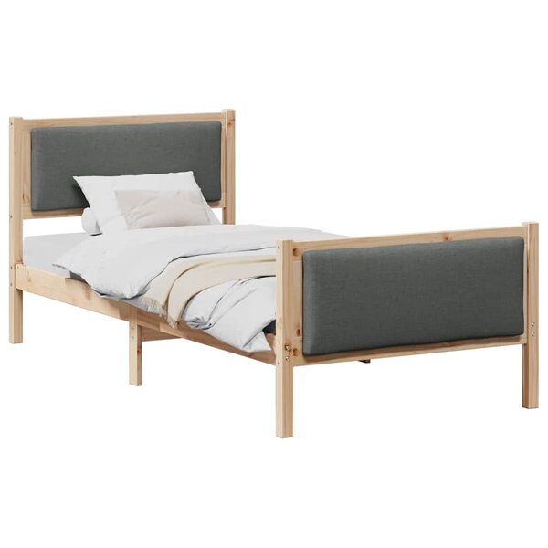 vidaXL Cadre de lit avec tête de lit Gris foncé 90 x 190 cm tissu