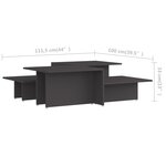 Vidaxl tables basses 2 pièces gris 111 5x50x33 cm bois d'ingénierie