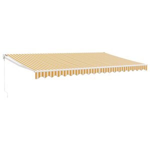 vidaXL Auvent rétractable jaune et blanc 5x3 m tissu et aluminium