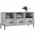 vidaXL Meuble TV gris béton 102x36x50 cm bois d'ingénierie
