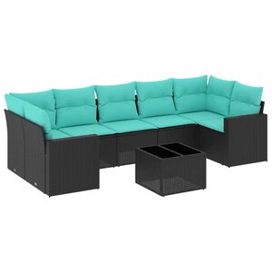 vidaXL Salon de jardin 8 Pièces avec coussins noir résine tressée