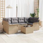 vidaXL Ensemble de canapé de jardin 7 Pièces Beige  Gris 55 x 55 x 37 cm
