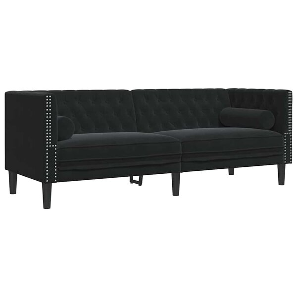 vidaXL Canapé Chesterfield Autre Noir 194 x 74.5 x 70.5 cm Velours