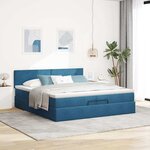 vidaXL Cadre de lit ottoman avec matelas bleu foncé 200x200 cm velours