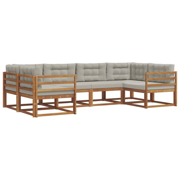 vidaXL Ensemble de canapés d'extérieur 6 pc Gris Naturel et Clair