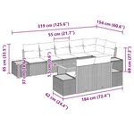 Ensemble de Canapé 9 Pièces avec Coussins Noir Poly Rattan Acacia