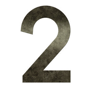 Numéro 2 - Numéro adhésif pour boîte aux lettres - Vinyle épais texturé  hauteur 50 mm. Métal Cuivré.