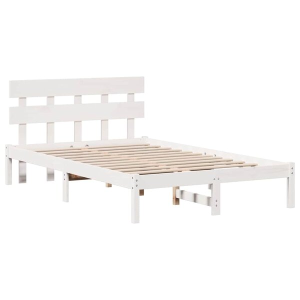 vidaXL Cadre de lit Blanc 140 x 190 cm Bois de pin massif