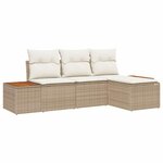 vidaXL Ensemble de canapé de jardin avec coussin 4 Pièces Beige polyrotin