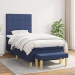 vidaXL Sommier à lattes de lit avec matelas Bleu 90x200 cm Tissu