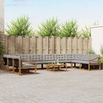 vidaXL Ensemble de canapés d'extérieur 11 Pièces Gris Naturel et Clair