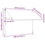 vidaXL Auvent rétractable anthracite 300x150 m tissu et acier