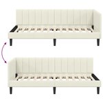 vidaXL Cadre de lit d'angle avec tête de lit Crème 90 x 190 cm Velours