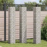 vidaXL Lits surélevés en gabion 3 Pièces 30x30x200 cm Fer