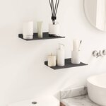 vidaXL Étagère Murale avec étagère 2 Pièces Noir 30 x 17 5 x 2 5 cm