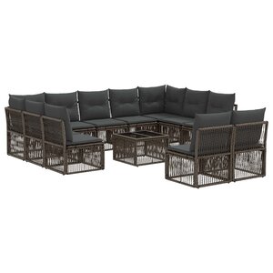 vidaXL Ensemble de canapé de jardin 12 Pièces Gris polyrotin