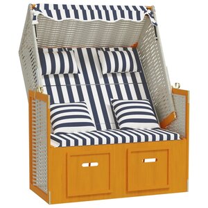 vidaXL Strandkorb avec coussins Résine tressée bois solide blanc bleu